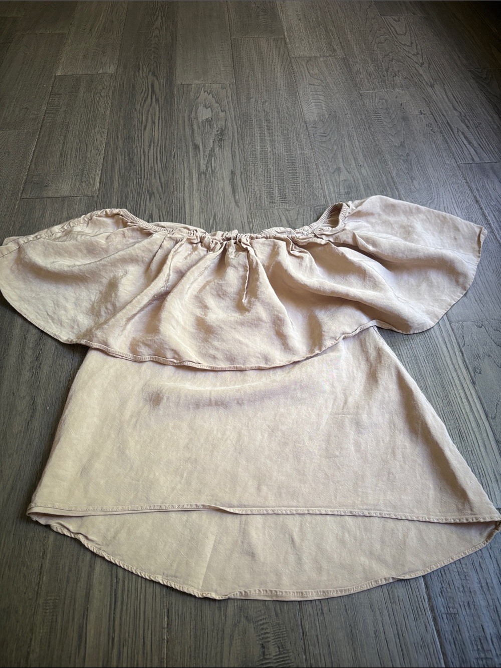 Zara | Off-Shoulder Ruffle Top Flowy Cream/Tan Size Small - Picture 2 of 7
